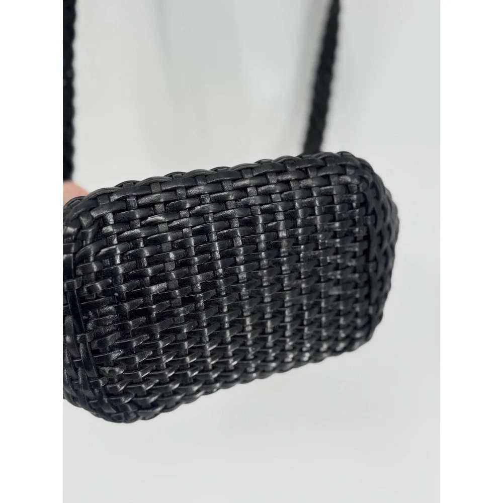 Talbots Crossbody Bag Women Small Black Good Woven Leather Vintage Aesthetic - Picture 6 of 12